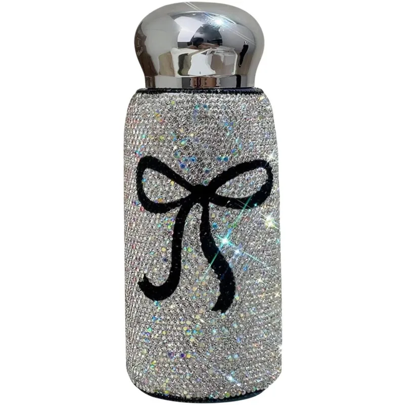 

Rhinestone Bow Design Vaccum Portable Insulated Cup DIY Handcraft Shiny Mosaic Bling-bling Creative Luxury Gift For Girl Wife