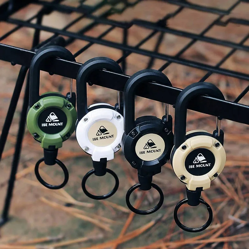 Outdoor Wire Rope Keychain Easy-to-pull Buckle Anti-lost Outdoor Mountaineering Lanyard Tactical Rebound Stretch