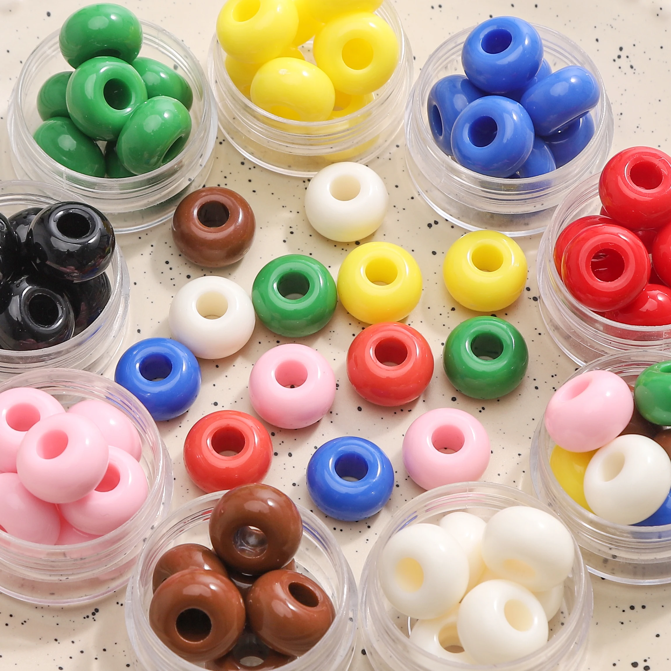 

10-30pcs 16x10mm Big Hole Flat Round Abacus Beads Acrylic Spacer Loose Beads For DIY Bracelets Keychain Jewelry Making Materials