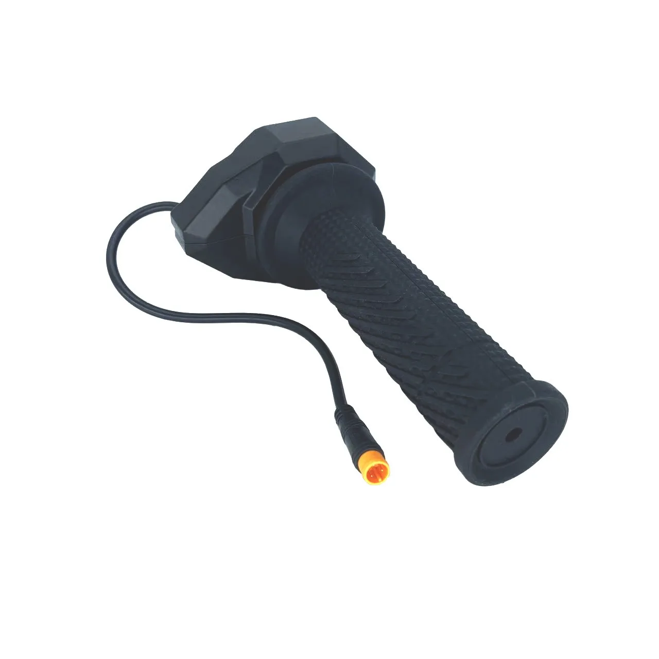 Pre-Wired Electric Motorcycle Throttle Grip Kit with Ergonomic Curved Design and Textured Silicone Handle for Enhanced Control