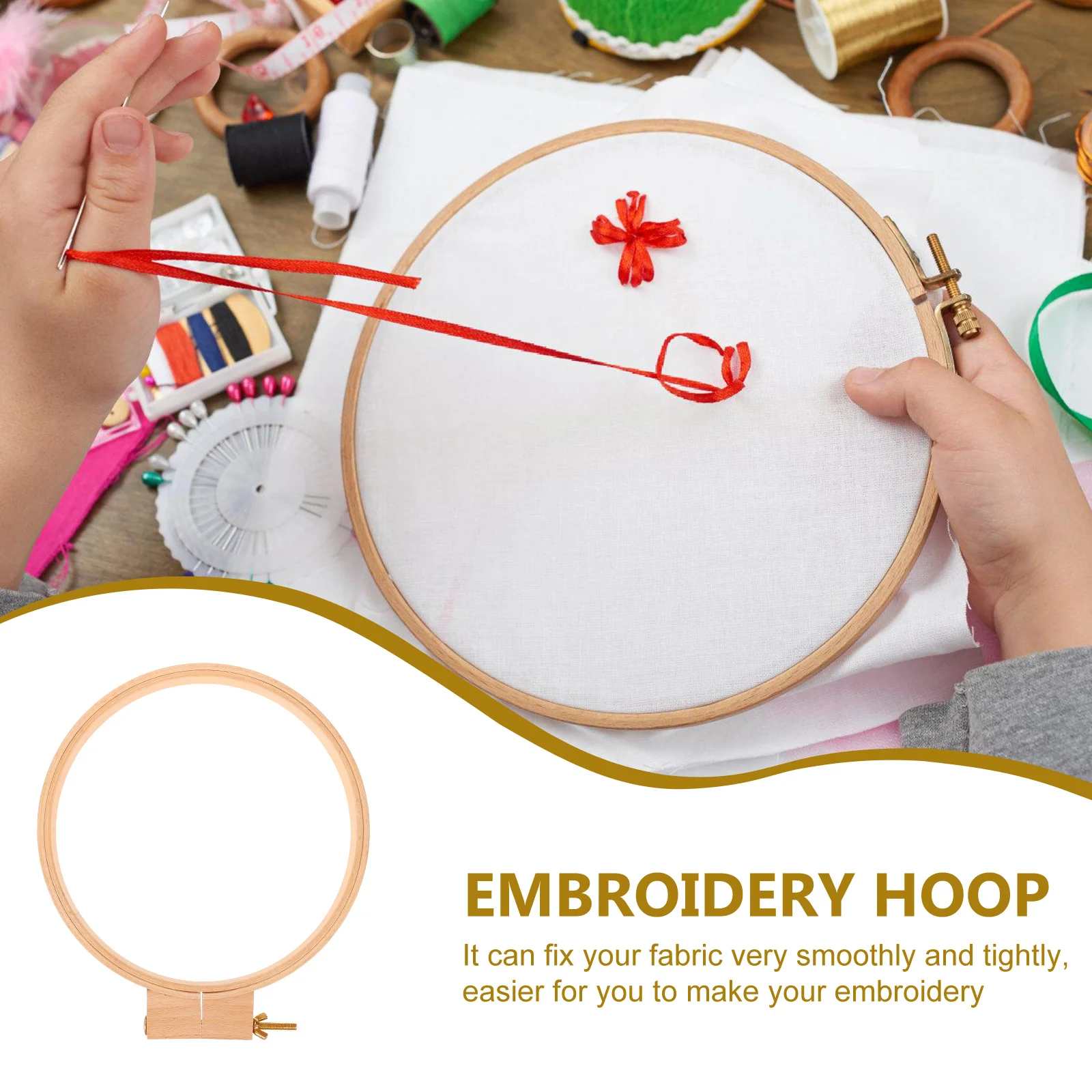 

Wooden Embroidery Hoop 21Cm Reusable Sewing Ring Craft Frame Diy Needlework Cross Stitch Accessories Durable Polished
