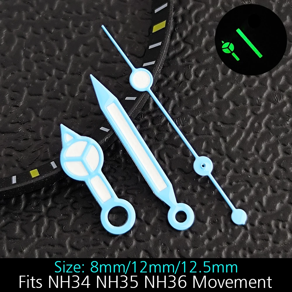 Uhrzeiger Grün/Blau Leuchtende Zeiger Passend für NH35/ETA2824/Miyota8285 Uhrwerke Zubehör Armbanduhrenteile für Herren NH35 Zeiger – Detail 2