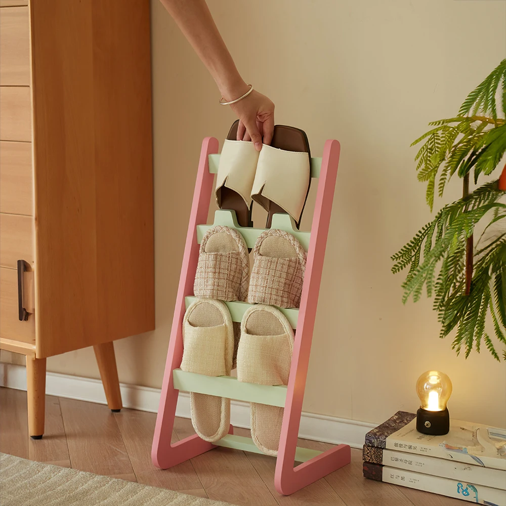 dopamina in legno massello giapponese verticale in legno creativo pantofola rack leggero di lusso nuova porta interna scarpiera posteriore stora