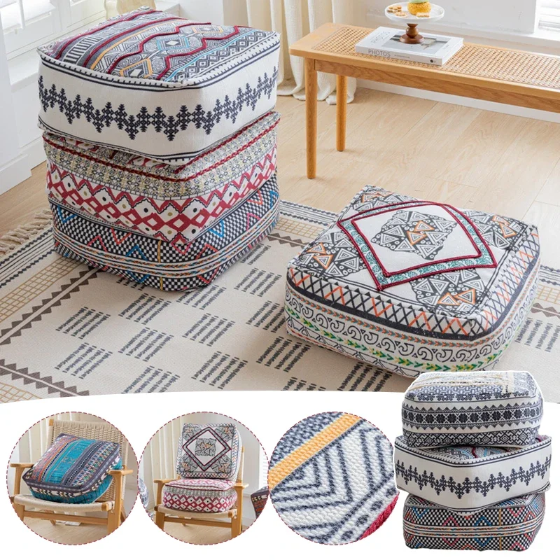 

45x45cm Vintage American Moroccan Seat Cushion Cover Tatami Mat Futon Floor Sitting Pier Lazy Footstool Covers Boho Home Decor