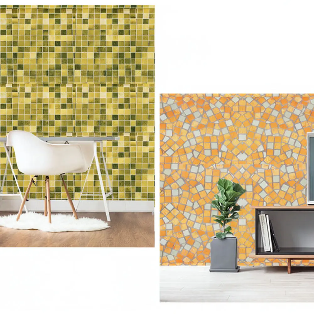 Bathroom Mosaic Wall Mural Waterproof Sticker Self Adhesive Kitchen Cabinet Covering PVC Wallpaper Modern Interior Design
