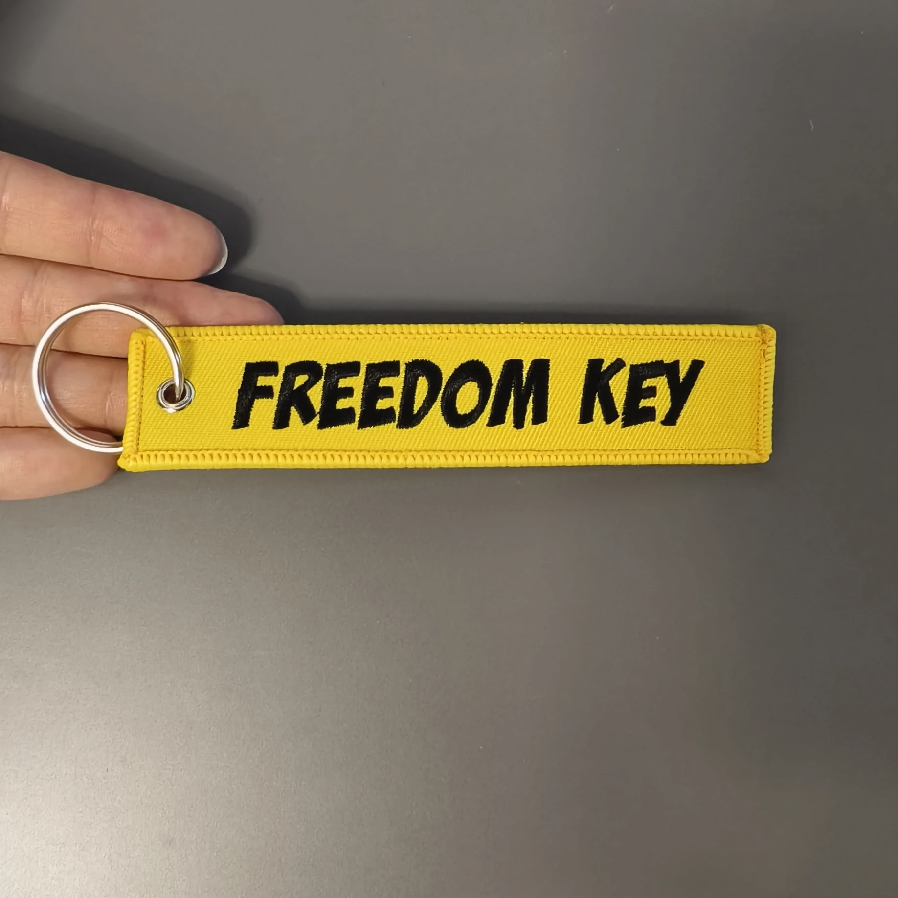 1 PC Freedom Key Chains Embroidery Keychain Ring for Aviation Gifts Motorcycles Key Fobs Key Ring