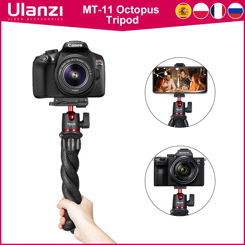 Ulanzi MT-11 Elastyczny statyw Octopus do smartfonów DSLR SLR Vlog Statyw podróżny Przenośny statyw 2 w 1 Przedłużenie 1/4 Śruba Magiczne ramię
