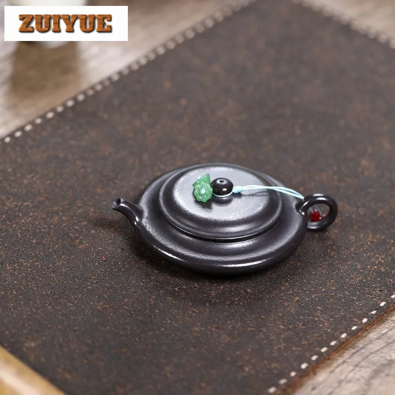 60ml Classic Yixing Purple Clay Teapot Handmade Black Very Flat Pot Raw Ore Zhu Mud Tea Soaking Kettle With Infuser Zisha Teaset
