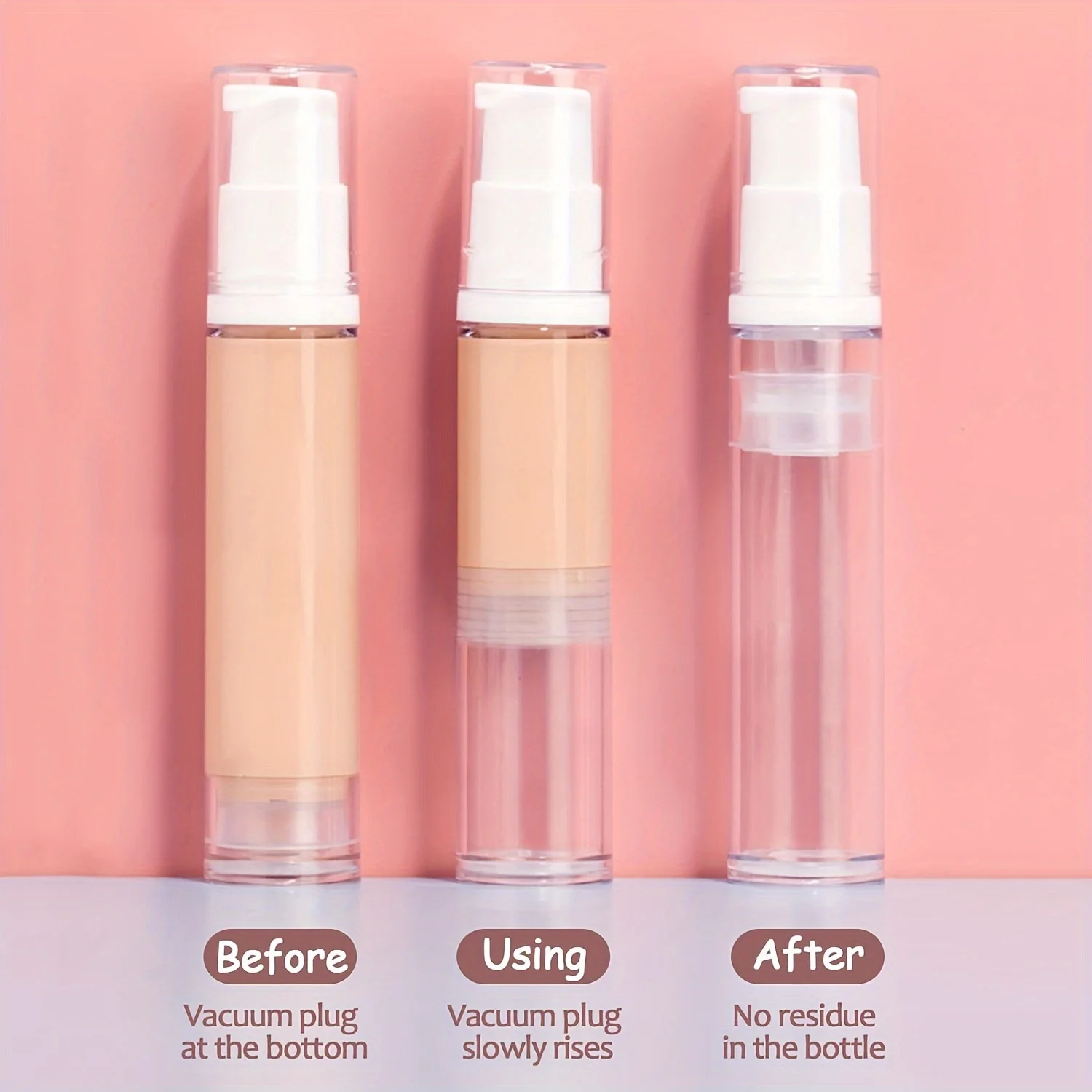 3 Stück 10 ml leere Airless-Pumpflaschen, transparente Kosmetikbehälter in Reisegröße für DIY-Foundation, Make-up