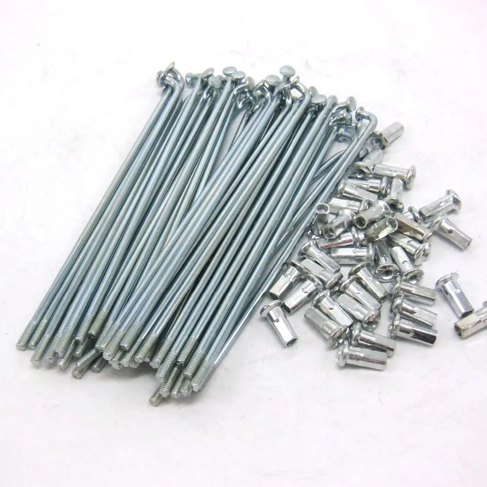 

Electric bicycle Silver Spokes 13G Diameter 2.2mm Length 100-290mm spokes #45 Steel + nipples 36pcs/lot