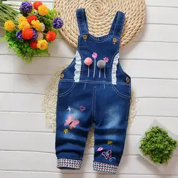 2024Boys Girl Bib Jeans Child Jumpsuit Jean Overalls Cute Cartoon Denim Infant Boy Children's Clothing Pants Bodysuit 0-4Years