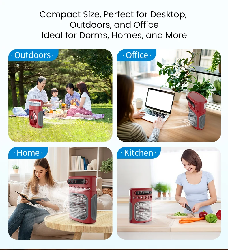 3-in-1 Portable Desktop Humidifier USB Mini Air Cooler Conditioner Night Light Mist Cooling Fan Suitable for Home and Office Use
