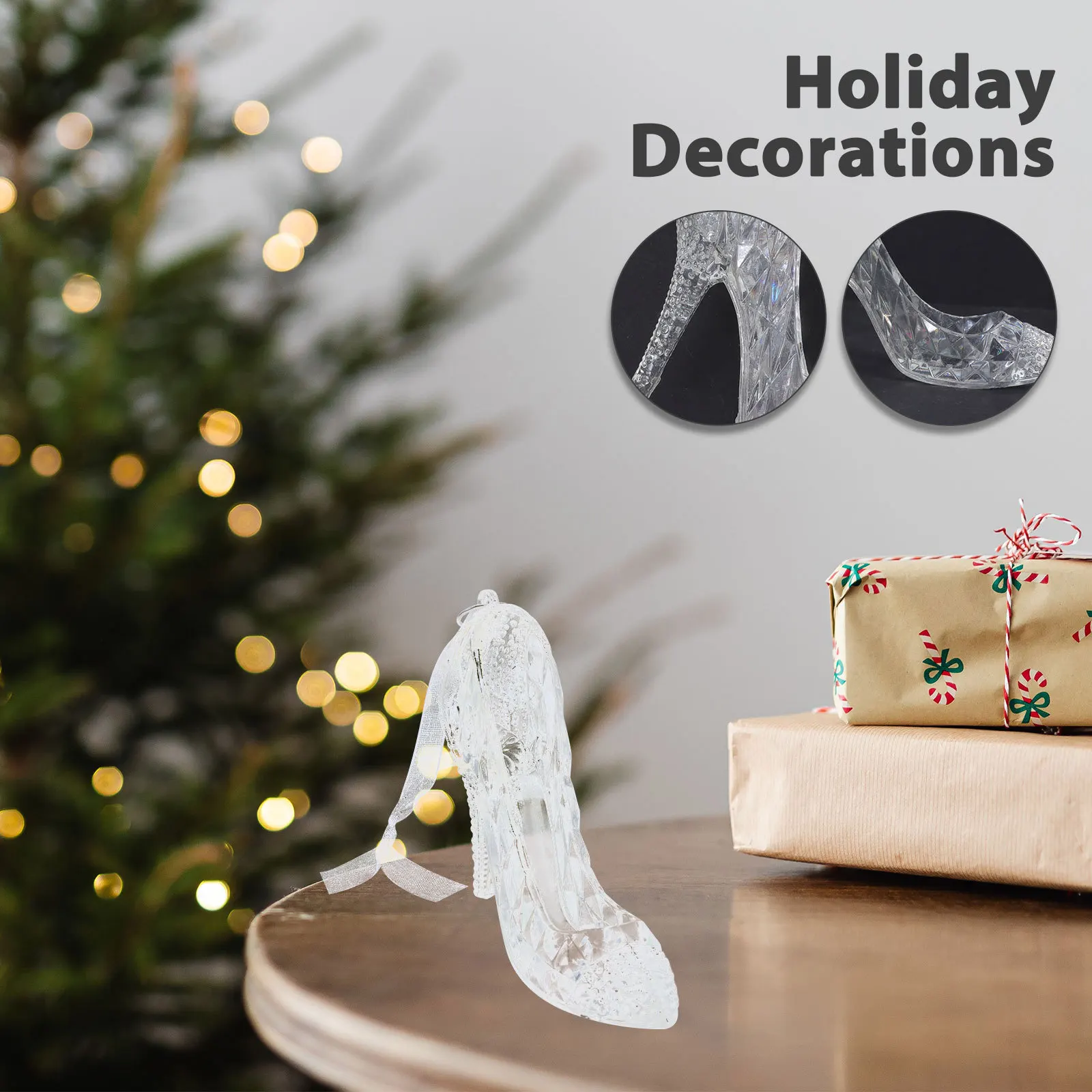 شجرة عيد الميلاد عالية الكعب شنقا زخرفة عيد الميلاد واضح قلادة الحلي حزب الديكور الحذاء #4