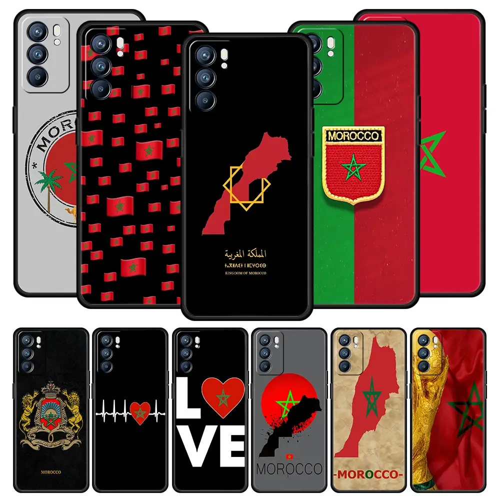 Morocco Flag Passport Case For Oppo Find X6 Pro X5 A54 A53 A52 A9 A15 A95 A17 A16 A76 A74 A57 A31 A3s Reno8 Reno6 Pro 5G Cover