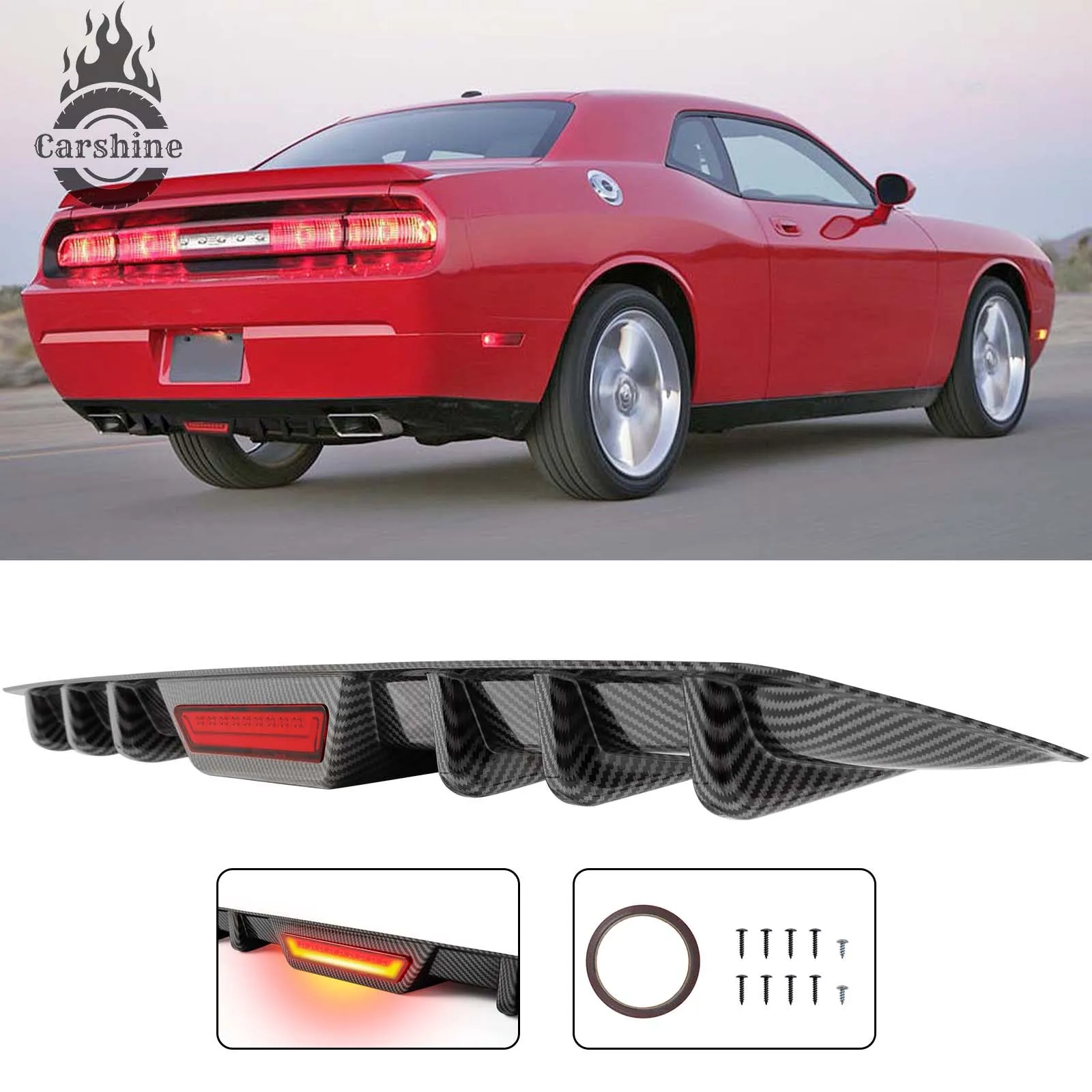 

Задний диффузор-сплиттер с LED-стоп-сигналом из карбона для Dodge Challenger