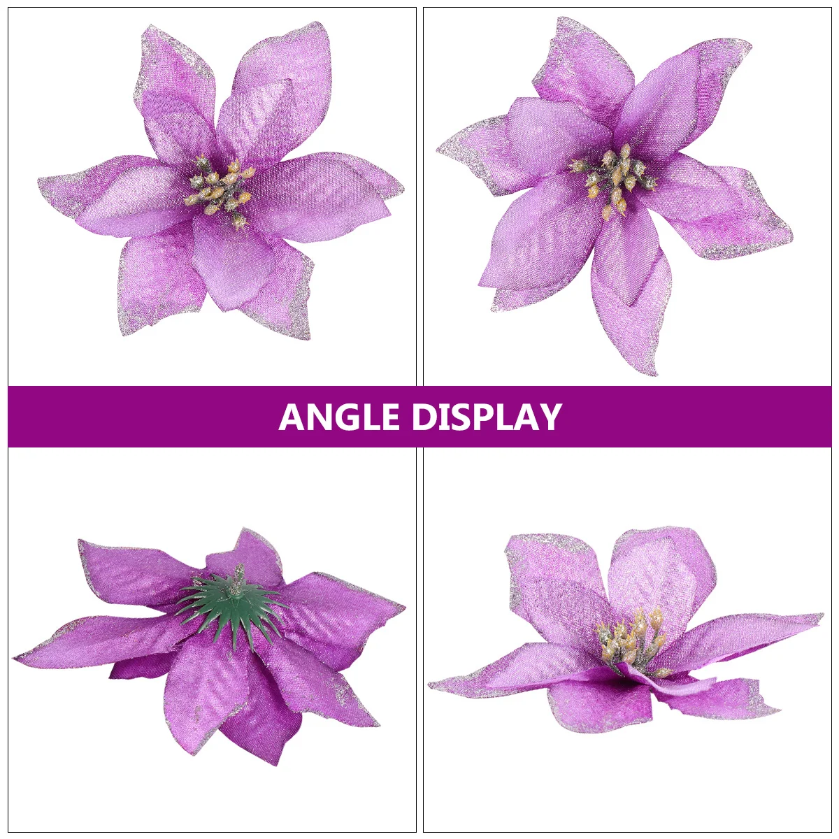 

24Pcs Christmas Artificial Cloth Flower Simulated Fake Flowers Lightweight Decoration for Christmas Tree Ornament Party