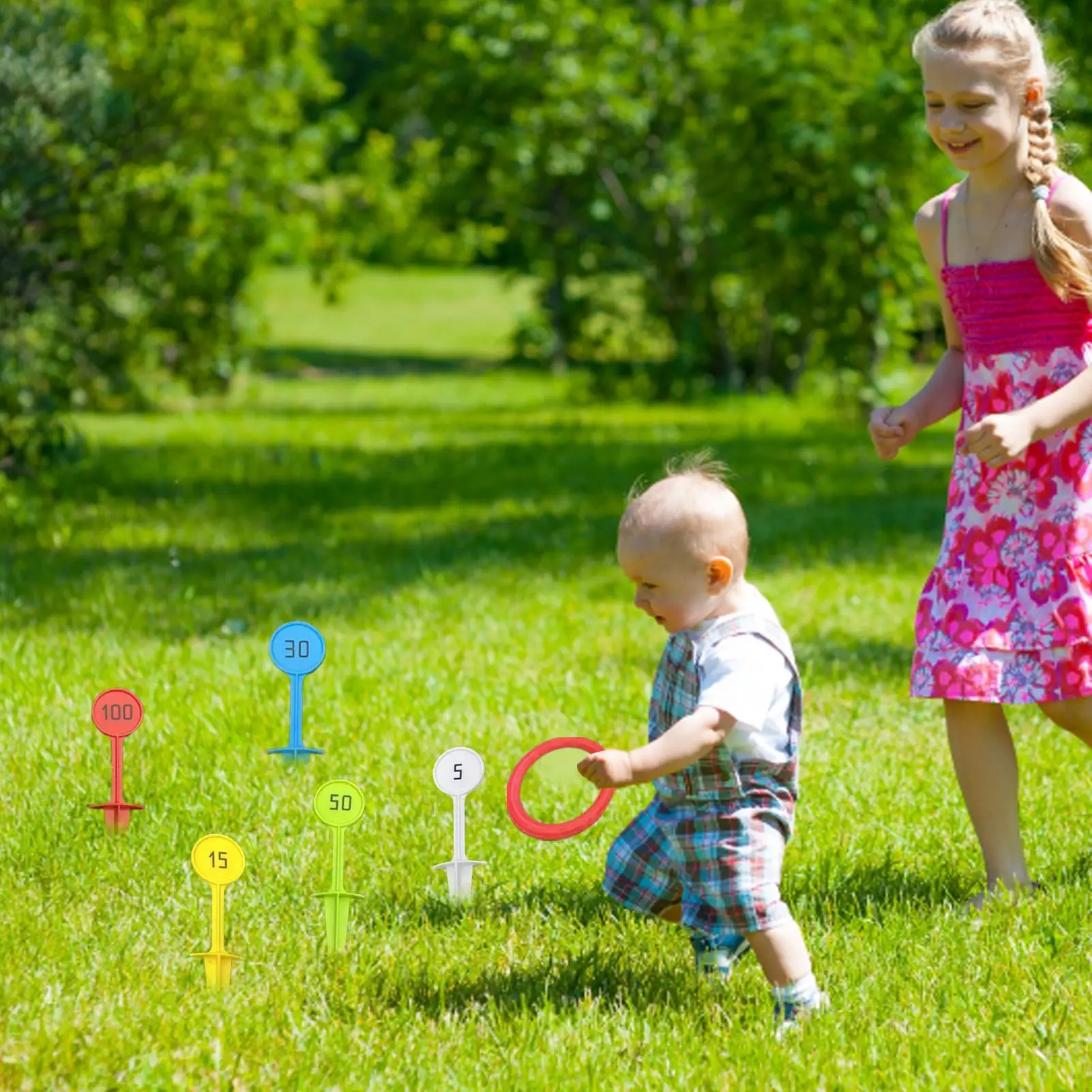 แหวนโยนที่มีสีสัน Interactive Toss เกม Backyard กีฬาเล่นของเล่นสําหรับครอบครัวเพื่อนเด็กวัยรุ่นเด็กผู้หญิงเด็กสนามหญ้า