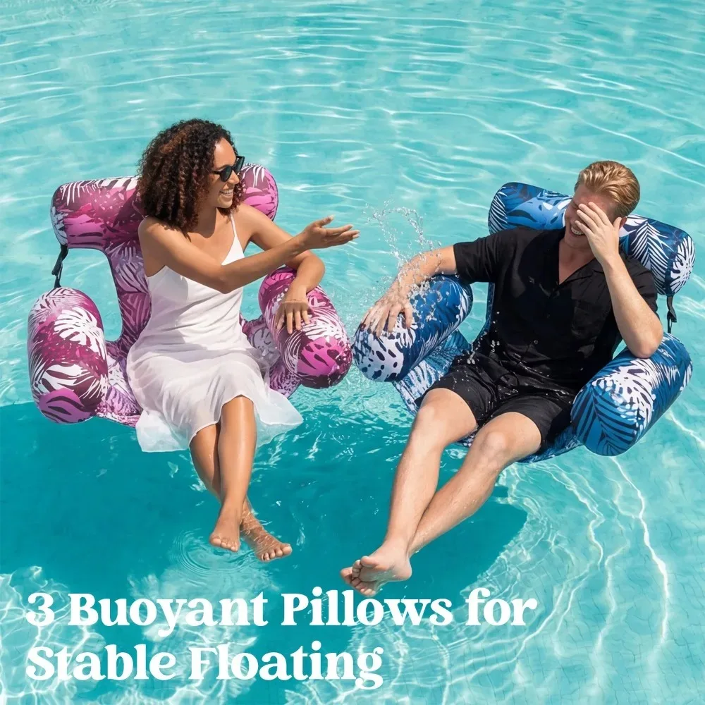 1 Pack Heavy Duty Inflatable Pool Lounge Chair Portable Floating Recliner for Adults Swimming Pool Lake Beach Summer Relax