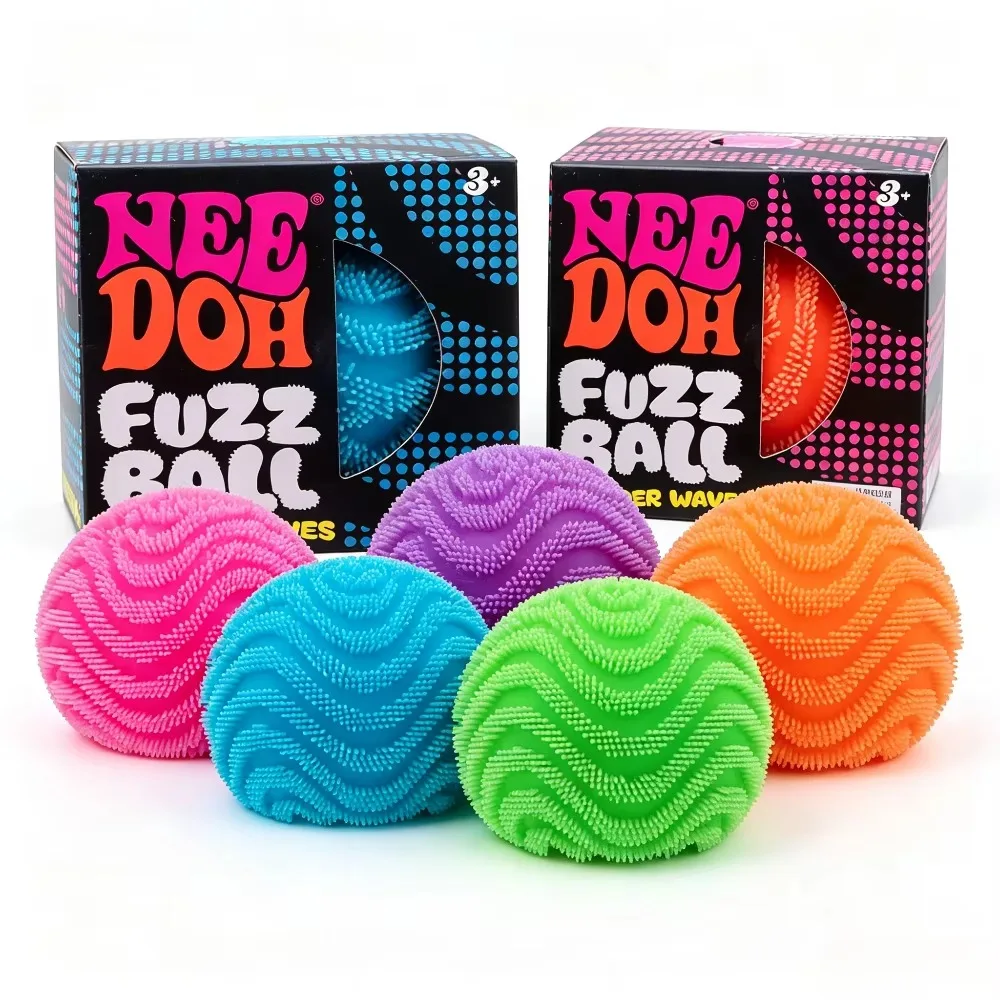 NeeDoh Fuzz Ball Wonder Waves Texture Sensory Fidget Toy, Children's Squeeze Stress Relief Ball Adult Anti Anxiety Toy