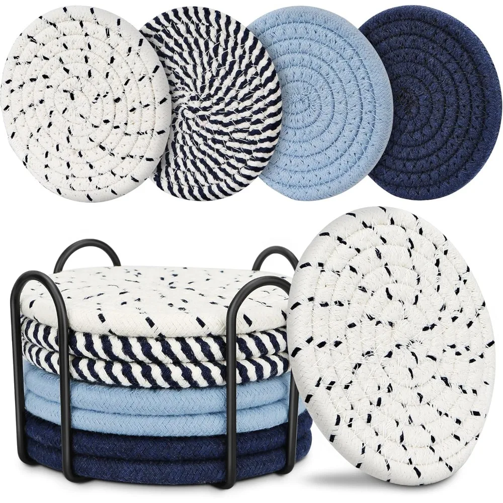 

Синяя подставка, подставки для напитков, 8 подставок, декор кухонного стола, декор стола для гостиной, аксессуары для бара для дома