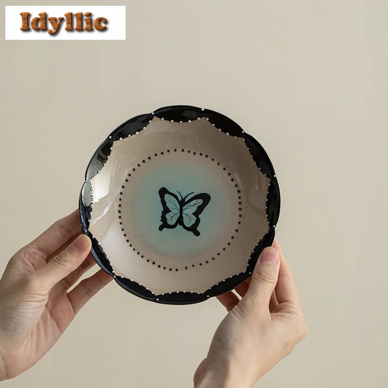 

Hand Drawn Pearl Butterfly Flower Mouth Pot Bearing Holder Teapots Heat Insulation Pad Dry Soaking Table Tea Tray Coasters Cha