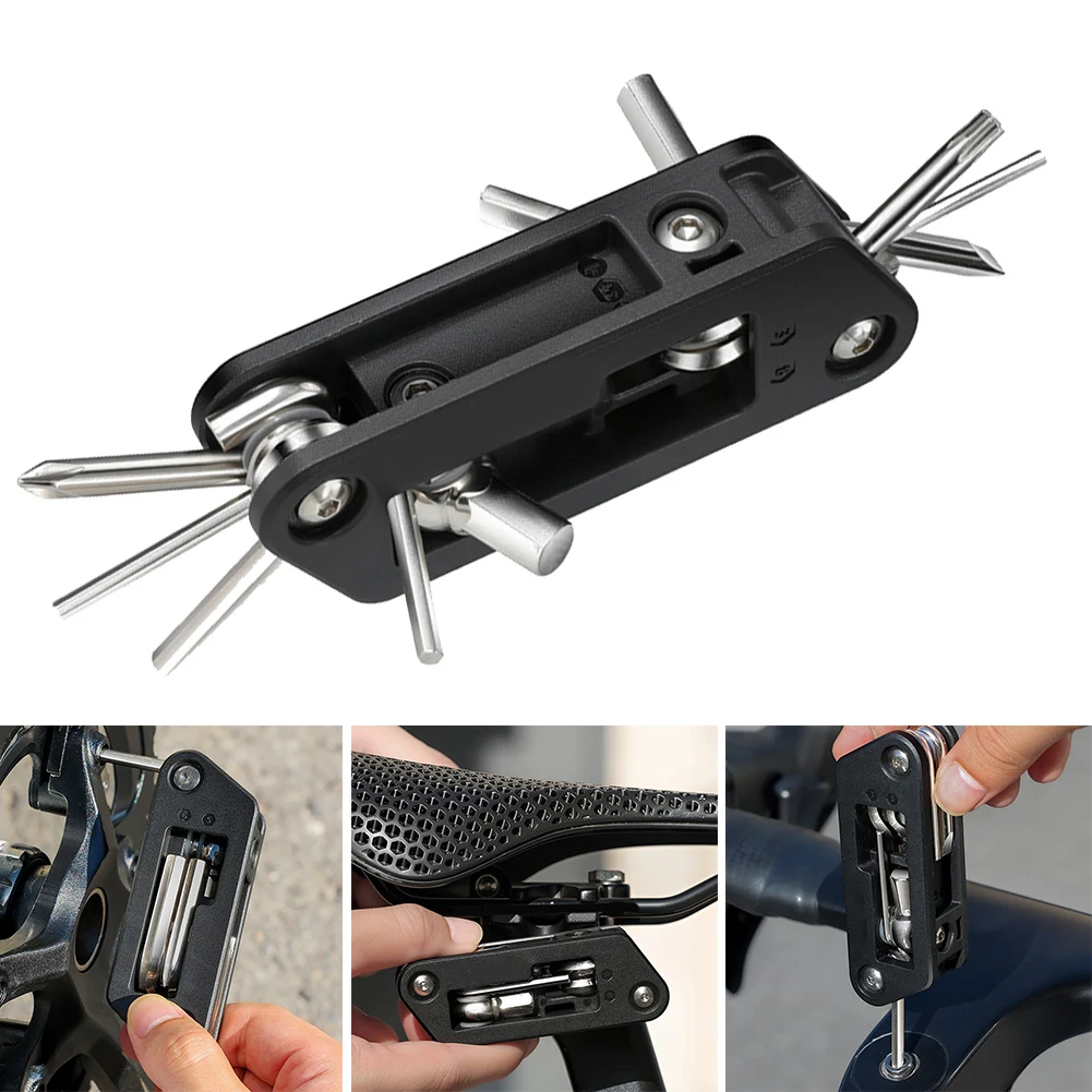 

1x велосипедный инструмент 10 в 1, многофункциональная портативная отвертка, шестигранный ключ, набор инструментов для ремонта велосипеда, 9,5x3,2 см