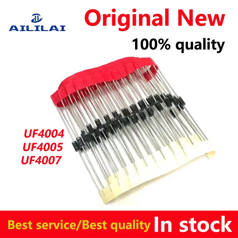 100pcs New original UF4004 UF4005 UF4007 1A 1000V 400V super fast recovery rectifier diode DO-41