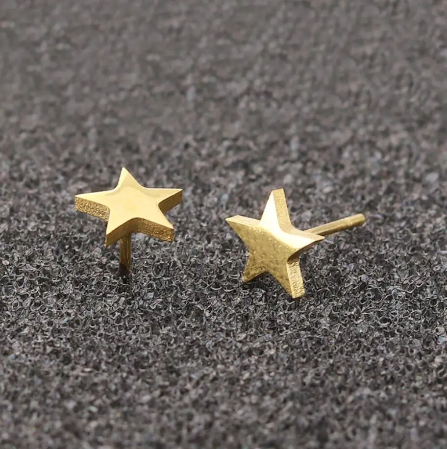 Simple Star Moon Geometric Black Stud Earrings For Women Tragus Piercing Stainless Girl Gifts Earring Jewelry Pendientes Mujer