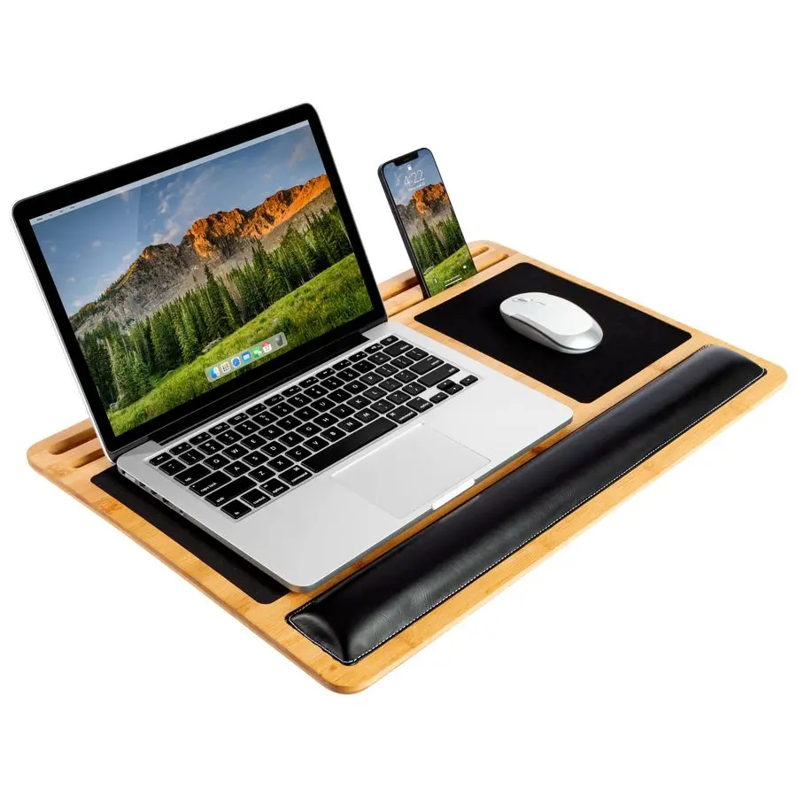 

Bamboo Pro Lap Board with Wrist Rest, Mouse Pad, and Phone Holder Natural Fits up to 17.3 Inch Laptops and Most Tablets Style No