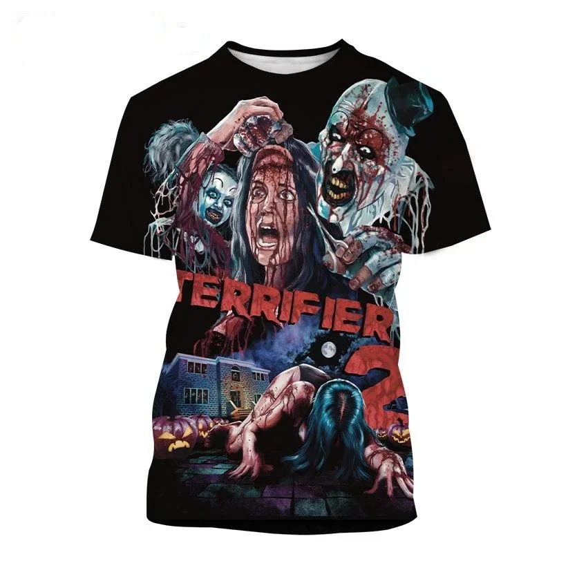 

New Terrifier Horror Movie 3D Print O-Neck T-shirt Men Casual Short Sleeve Fashion Hip-hop Tshirt Y2K Harajuku Unisex Clothing