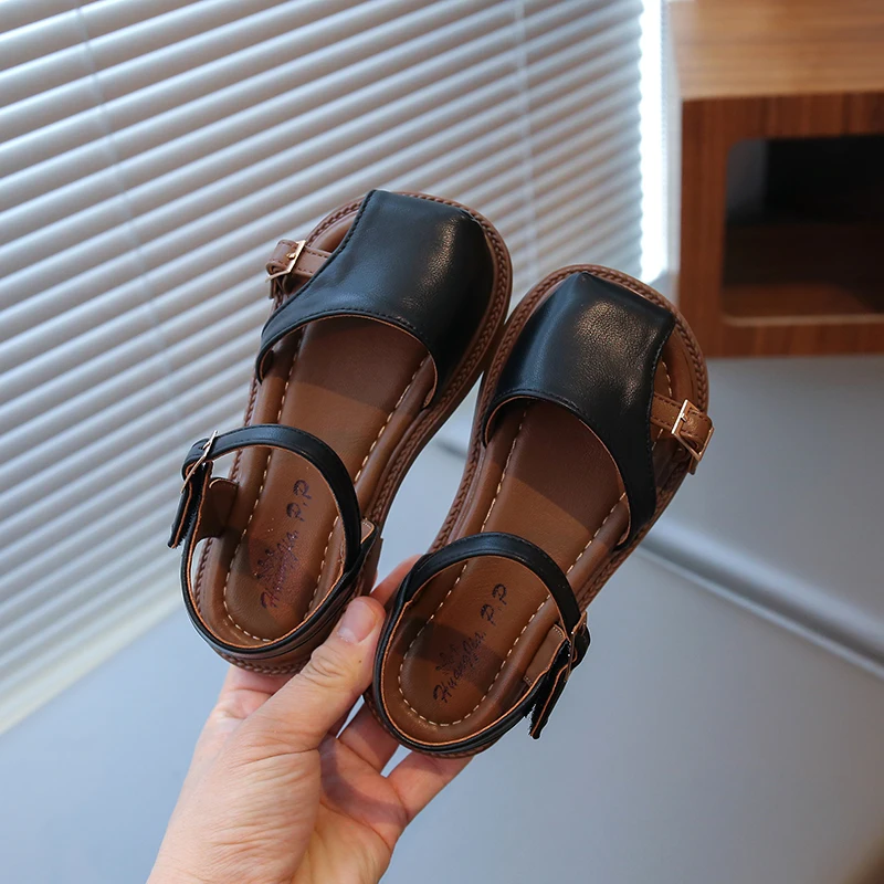 

2026 Children's Casual Shoes with Fashionable Color Blends Flat Heel Summer Lightweight Soft Sole Anti-slip Toe Cap Cool Sandals