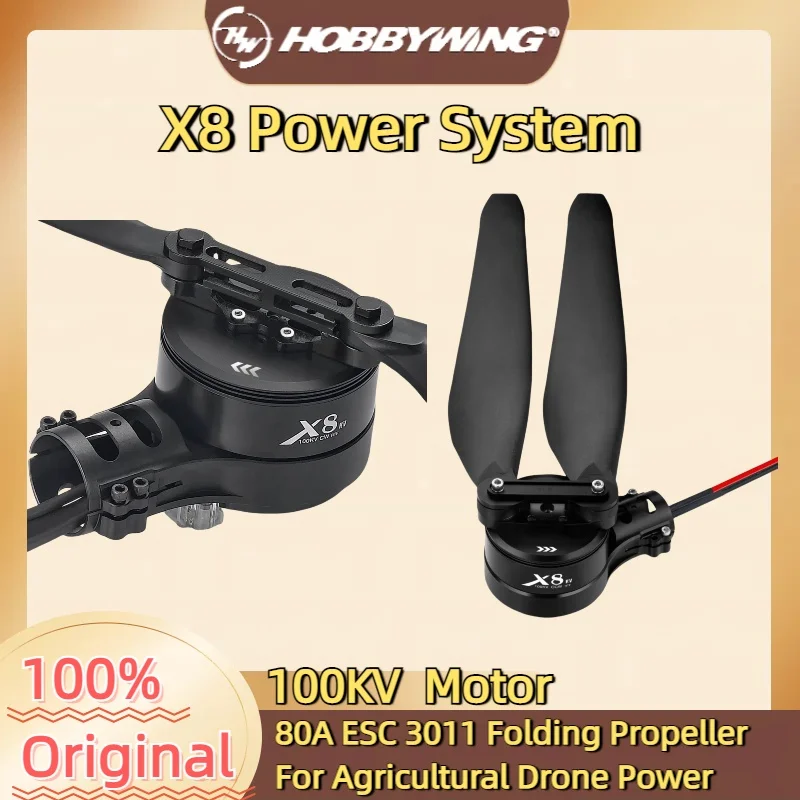 Hobbywing X8 Power System 100KV Brushless Motor 3011 Folding Propeller CW CCW Blade 80A ESC For Agricultural Drone Accessories