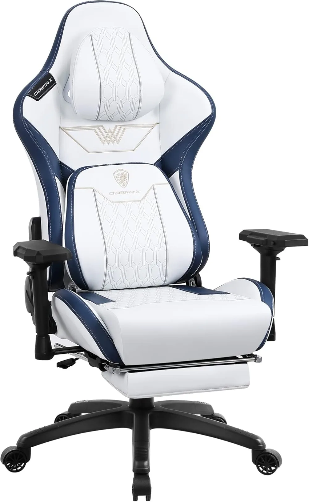 

Big and Tall Gaming Chair with Footrest, 4D Armrests Computer Chair for Adults, Pu Leather, White