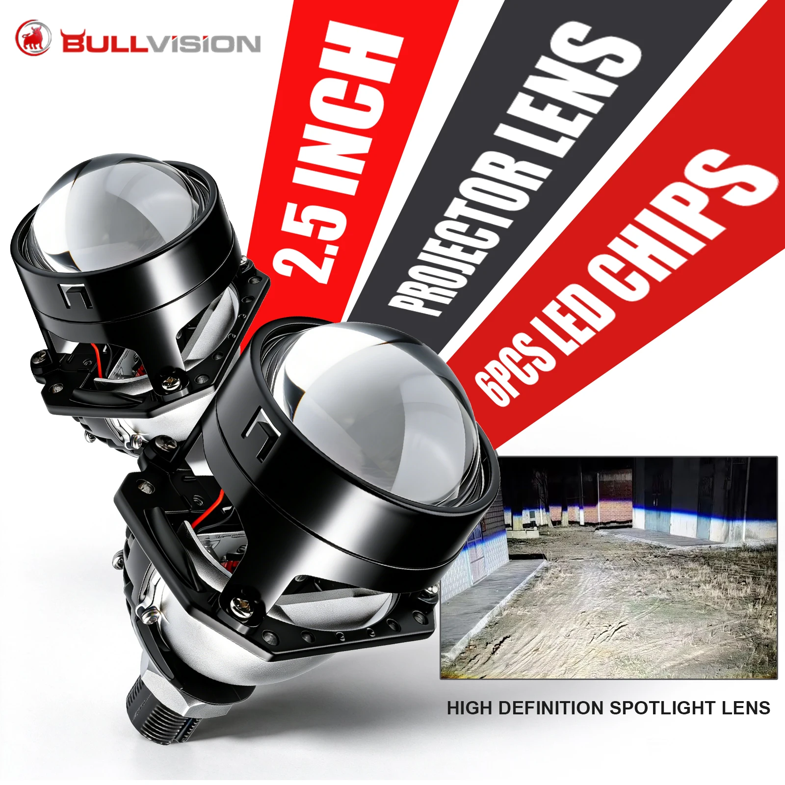 2.5 Inch Bi Led Projector Lens Led Light H4 H7 9005 9006 Car Headlight Bulb High Low Beam 6000K Diode 110W 60000LM Turbo Tuning