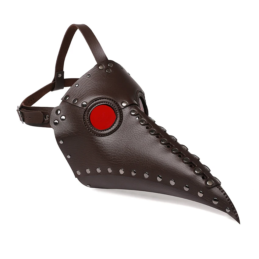 Leather Plague Doctor Steampunk Mask Cosplay Anime Halloween Hat Masquerade Scary Disguise Black Face Mask For Men Carnival Prop