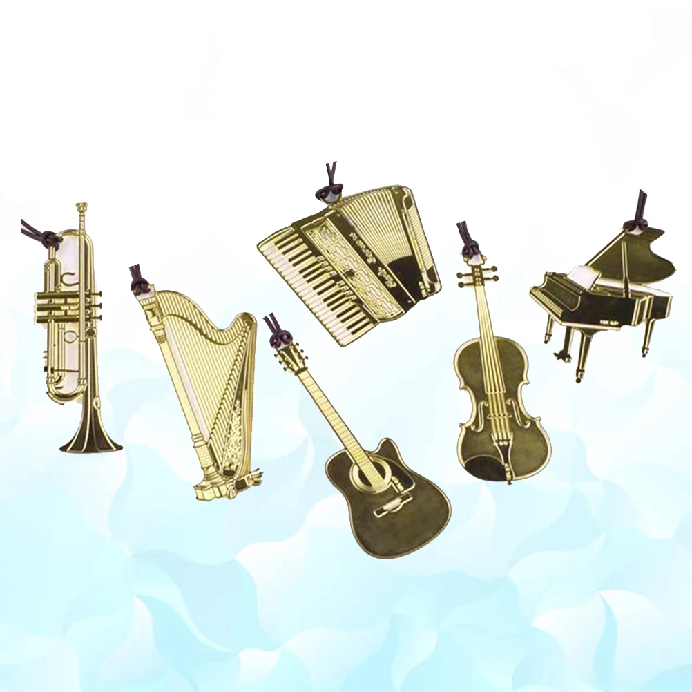 6 Stück Instrumenten-Lesezeichen, rostbeständig, Metall, Messing, kreative Lesezeichen, Vintage-Geschenke für Leser, Studenten, Lehrer