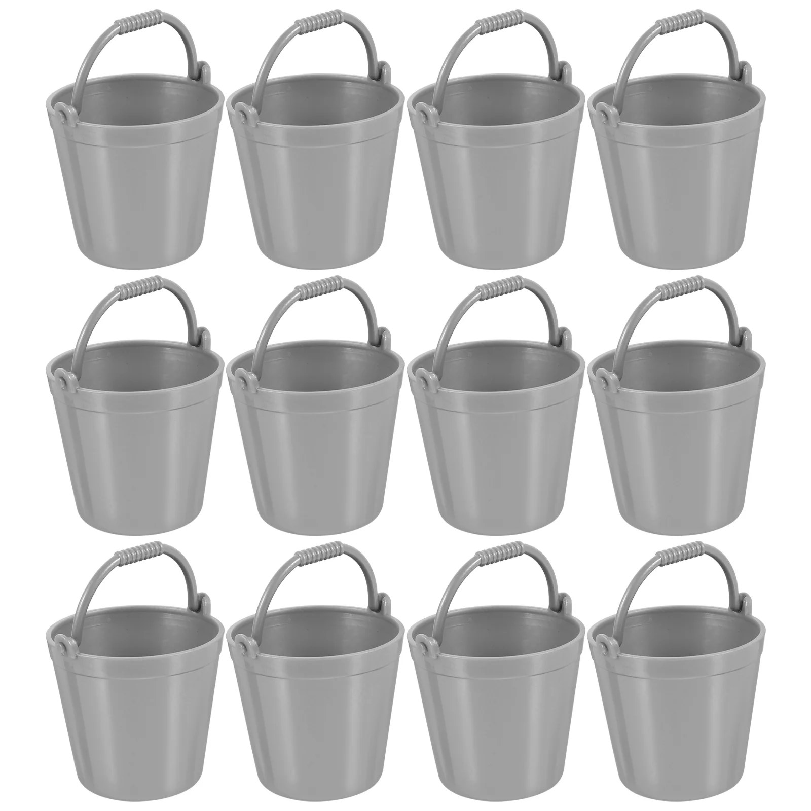 12 Pcs Toy House Bucket Miniature Water Model Decorations Simulated Buckets Plastic Barrel Prop Pail Miss