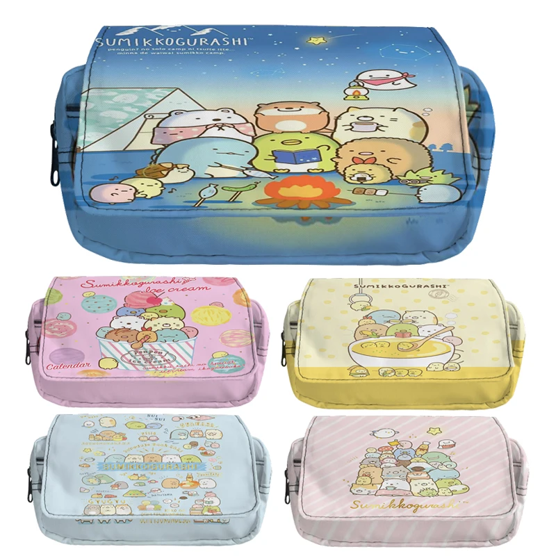 Sumikko Gurashi Pencil Case Colorful Double Layer Large Capacity Pen Bag Stationery School Supplies Pencil Box Trousse Scolaire