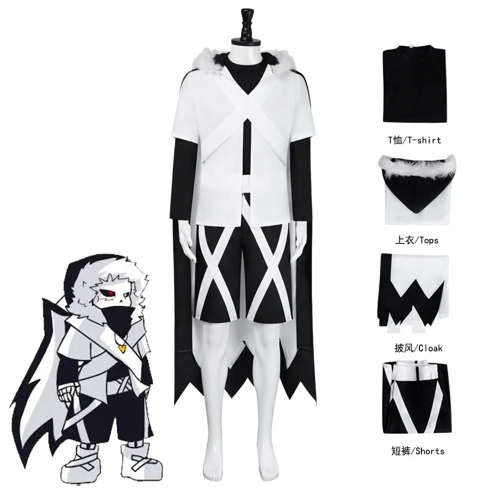 

Game Undertale XTALE Cross Sans Cosplay Costume Adult Uniform Suit with Collar Halloween Carnival Party Outfit for Women Men