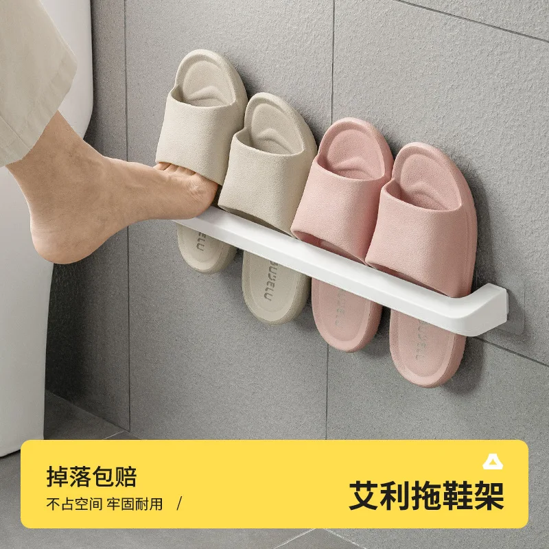 Bathroom slipper rack non-punching wall-mounted toilet toilet wall door drain shoe rack storage rack