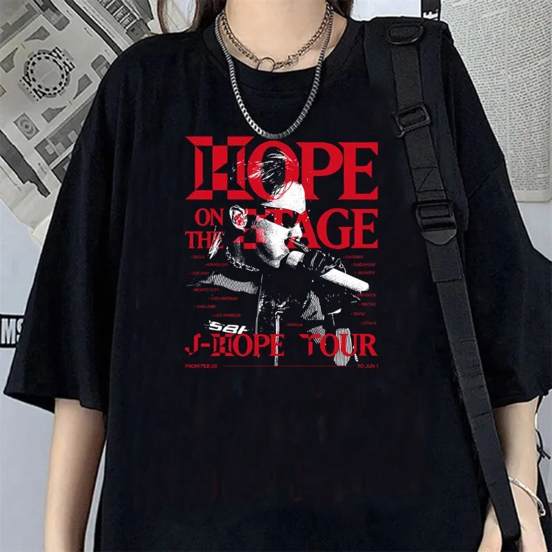 Jhope Tshirt Teen 80s 2000s 펑크 편안한 Y2k 디지털 여름 T 셔츠 대중 문화 그래픽 환각 힙합 통기성 애니메이션