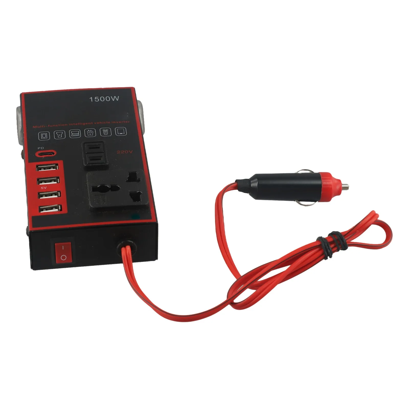 Inversor de corriente para coche, convertidor de cargador de 12V/24V a CC de 220V y 1500W, cargador rápido, convertidor de batería para coche