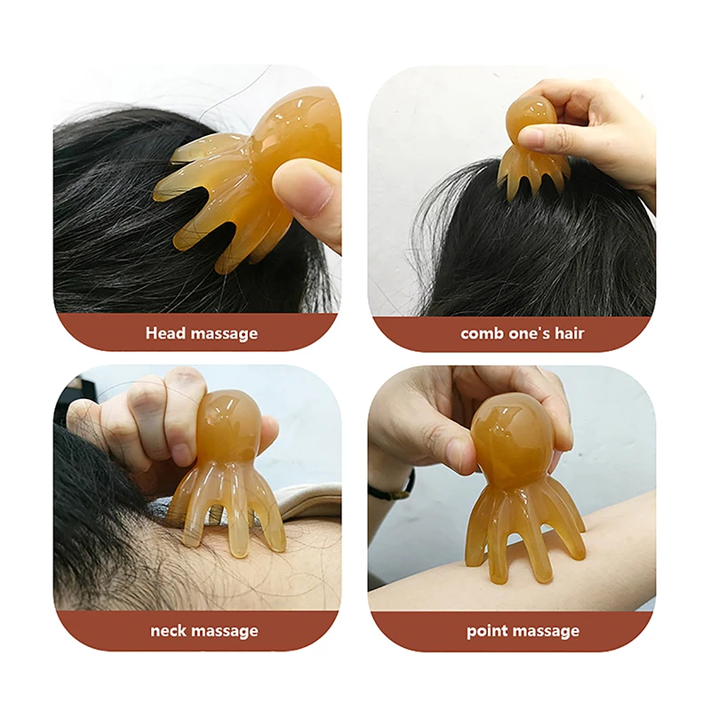 

2Pcs Resin Octopus Comb Head Massager Meridian Scraping Scalp Massage Acupuncture Spa Body Home Health Therapy Tool