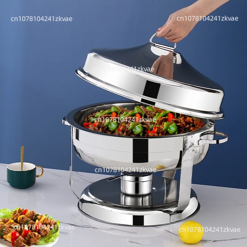 تناول الطعام بحامل دائري ذو سعة كبيرة مع غطاء معلق من الفولاذ المقاوم للصدأ لتدفئة الكحول وفرن البوفيه