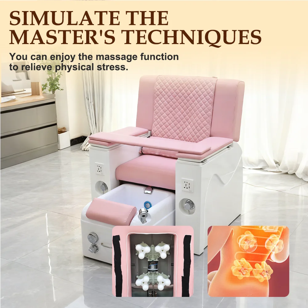 Salonmöbel rosa Pediküre-Stühle, luxuriöser elektrischer Maniküre-Pediküre-Stuhl mit Massage