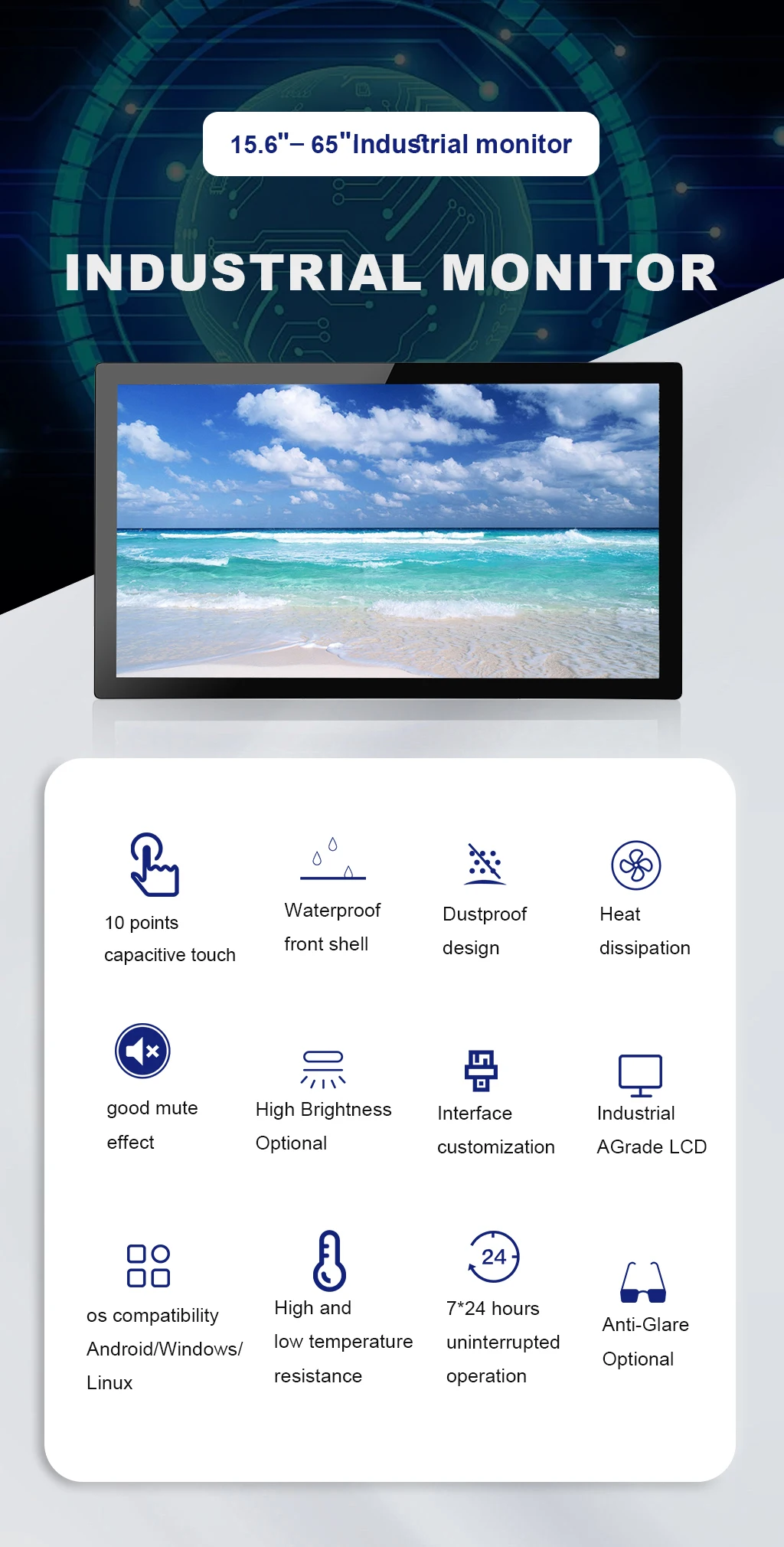 LOGO personalizzato da 13,3 pollici Android 11/13 Sistema Desktop PC Touch Screen IPS Display tutto in un computer