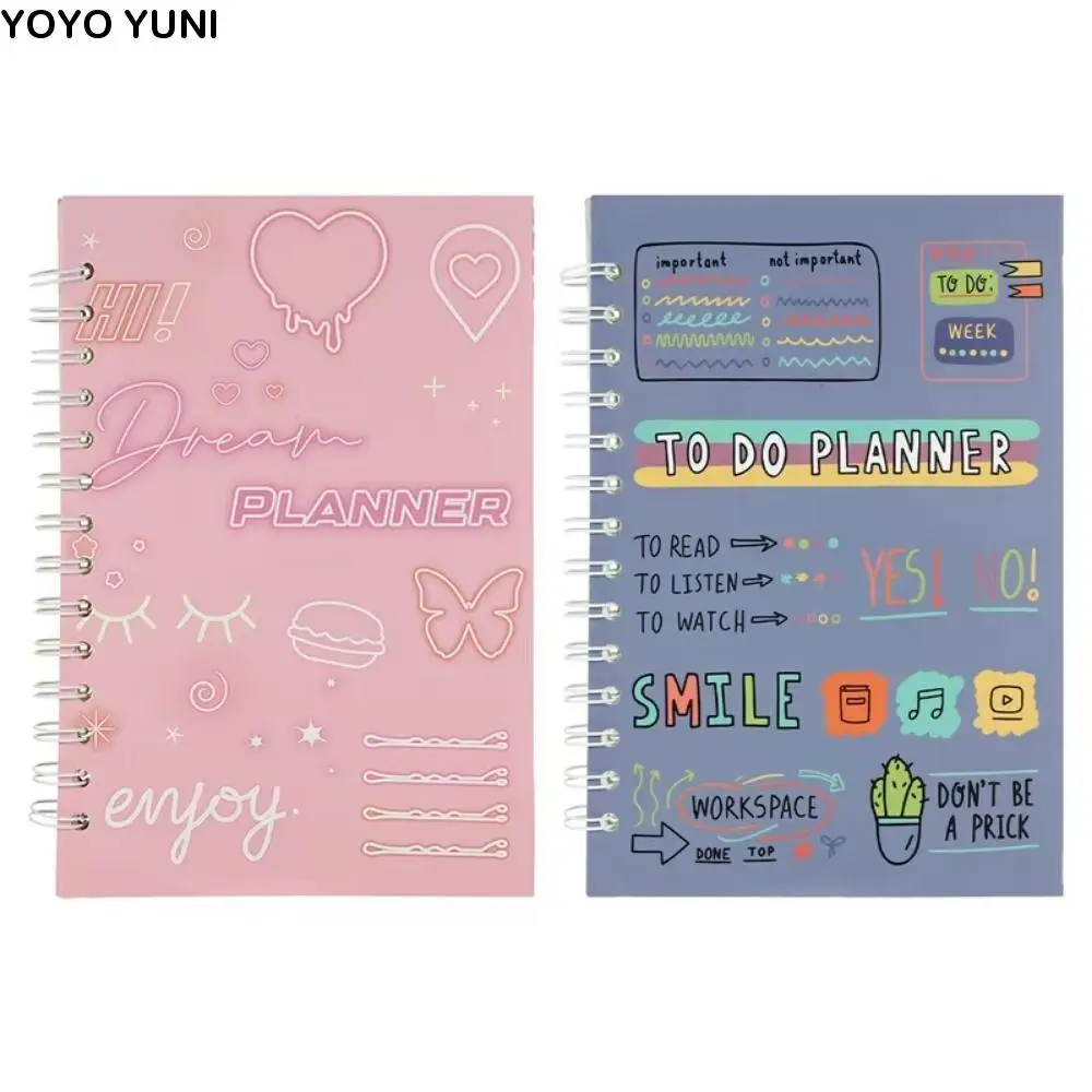 Tarihsiz A5 Gündem Planlayıcısı Dizüstü Kalın Kağıt Çift Telli Ciltleme Planlayıcısı Günlük Organizatörler Çok Fonksiyonlu Yaratıcı