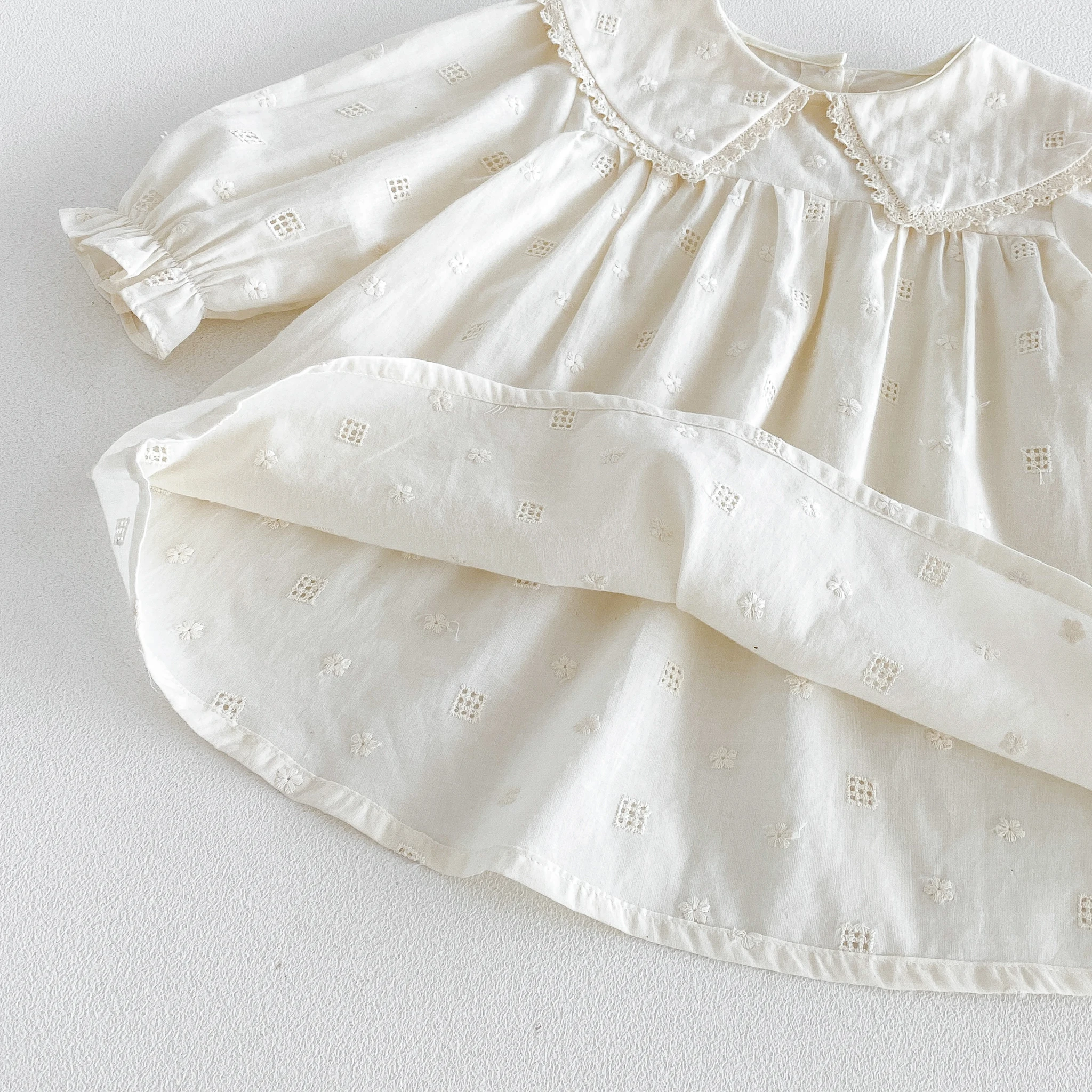 Mädchenkleid, Neues Herbstdesign mit Stickerei und Reverskragen, Prinzessinnenkleid für Babymädchen im Frühling und Herbst – Detail 7