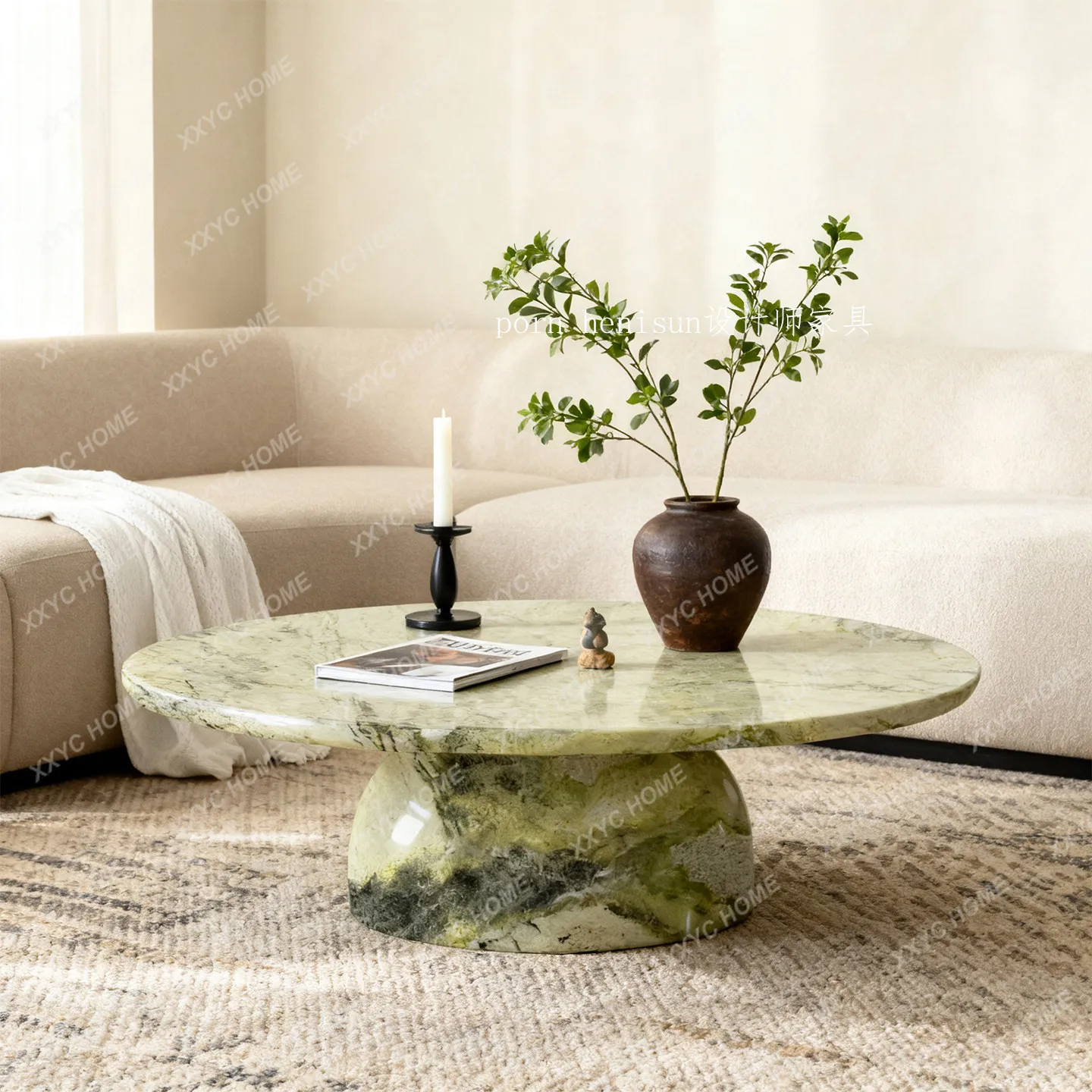 XX Cream style, round coffee table light luxury villa high-end creative sofa living room household small apartment