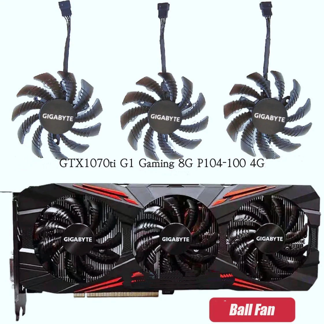 

DC 12V Graphics Card Fan For Gigabyte GTX1070TI G1 Gaming 8G P104-100 8010 4G Ball Fan